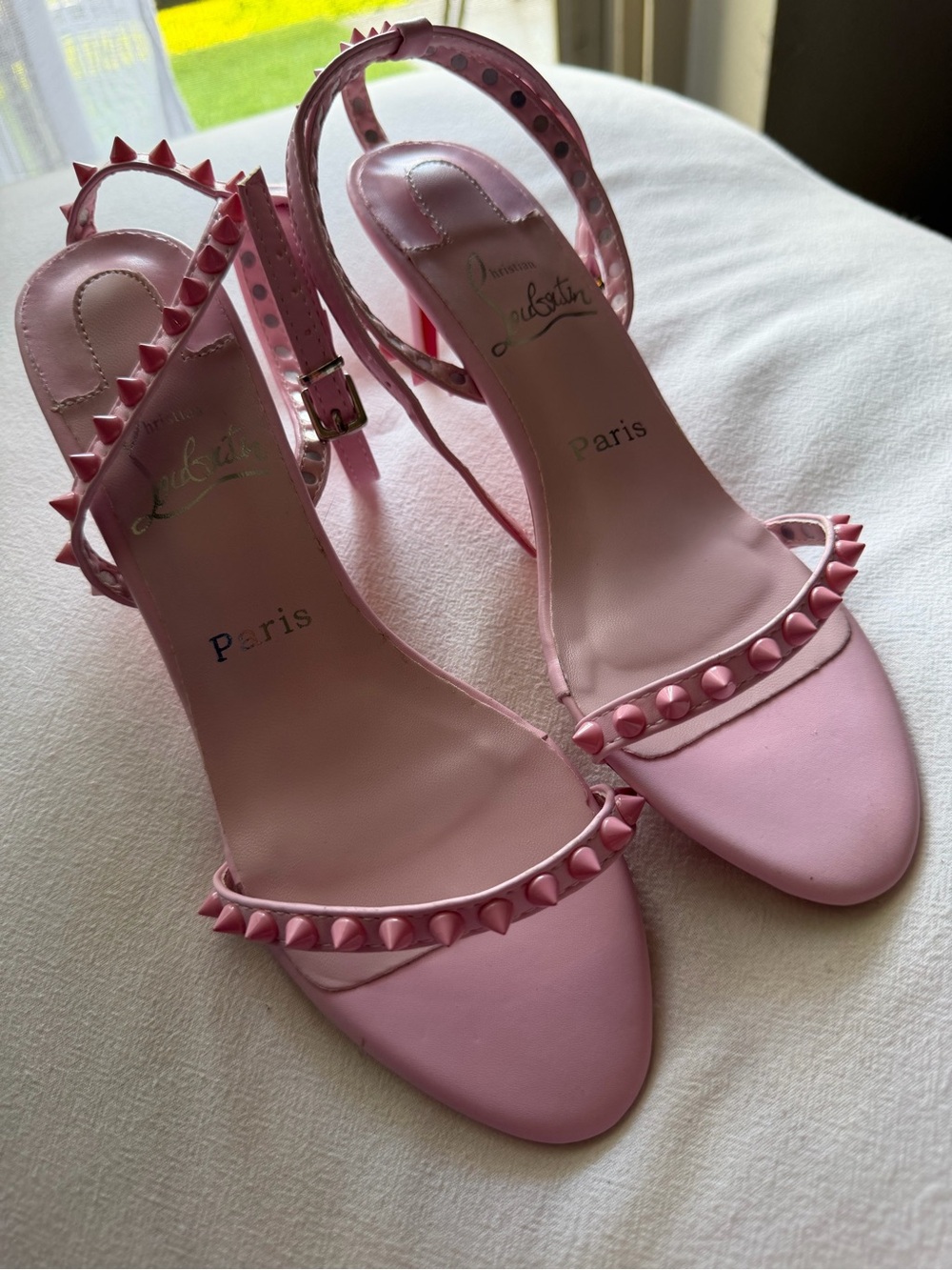 Source Unknown Pink Studded Slingback Heels